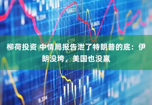 柳荷投资 中情局报告泄了特朗普的底:伊朗没垮,美国也没赢